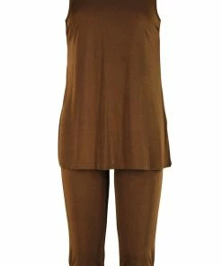 Pant Sets Jostar Women's Stretchy Tank Capri Pant Set Sleeveless Plus Size - Made In USA, 902BN-TX