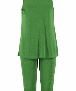 Pant Sets Jostar Women's Stretchy Tank Capri Pant Set Sleeveless Plus Size - Made In USA, 902BN-TX