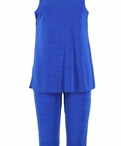 Pant Sets Jostar Women's Stretchy Tank Capri Pant Set Sleeveless Plus Size - Made In USA, 902BN-TX