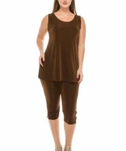 Jostar Women's Stretchy Tank Capri Pant Set-902BN-TRS1 Pants