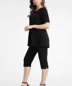 Pant Sets Jostar Women's Stretchy Capri Pant Set Short Sleeve In Plus Size, 903BN-SX
