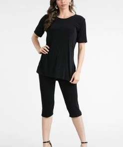 Pant Sets Jostar Women's Stretchy Capri Pant Set Short Sleeve In Plus Size, 903BN-SX