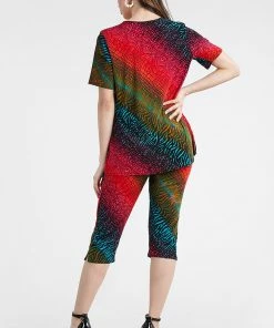 Jostar Women's Stretchy Capri Pant Set Short Sleeve Print-903BN-SRP1-W182