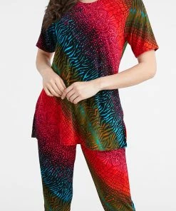 Jostar Women's Stretchy Capri Pant Set Short Sleeve Print-903BN-SRP1-W182