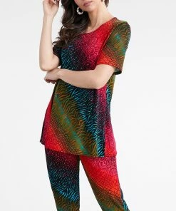 Jostar Women's Stretchy Capri Pant Set Short Sleeve Print-903BN-SRP1-W182