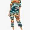 Pant Sets Jostar Women's Stretchy Capri Pant Set Short Sleeve Print-903BN-SRP1-W213