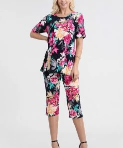 Jostar Women's Stretchy Capri Pant Set Short Sleeve Print-903BN-SRP1-W214