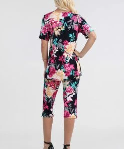 Jostar Women's Stretchy Capri Pant Set Short Sleeve Print-903BN-SRP1-W214
