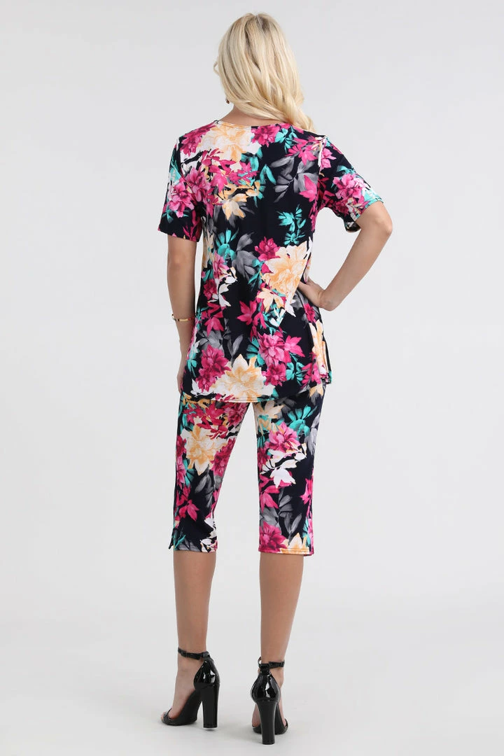 Jostar Women's Stretchy Capri Pant Set Short Sleeve Print-903BN-SRP1-W214