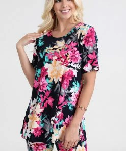 Jostar Women's Stretchy Capri Pant Set Short Sleeve Print-903BN-SRP1-W214