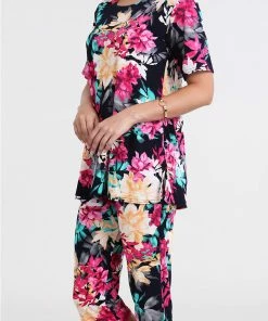 Jostar Women's Stretchy Capri Pant Set Short Sleeve Print-903BN-SRP1-W214