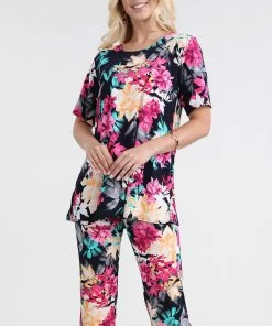 Jostar Women's Stretchy Capri Pant Set Short Sleeve Print-903BN-SRP1-W214
