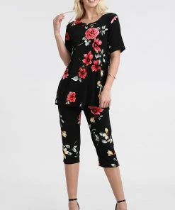 Jostar Women's Stretchy Capri Pant Set Short Sleeve Print-903BN-SRP1-W215 Pants