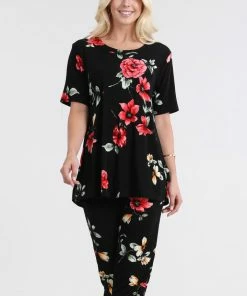 Jostar Women's Stretchy Capri Pant Set Short Sleeve Print-903BN-SRP1-W215 Pants