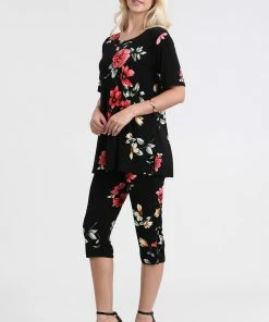 Jostar Women's Stretchy Capri Pant Set Short Sleeve Print-903BN-SRP1-W215 Pants