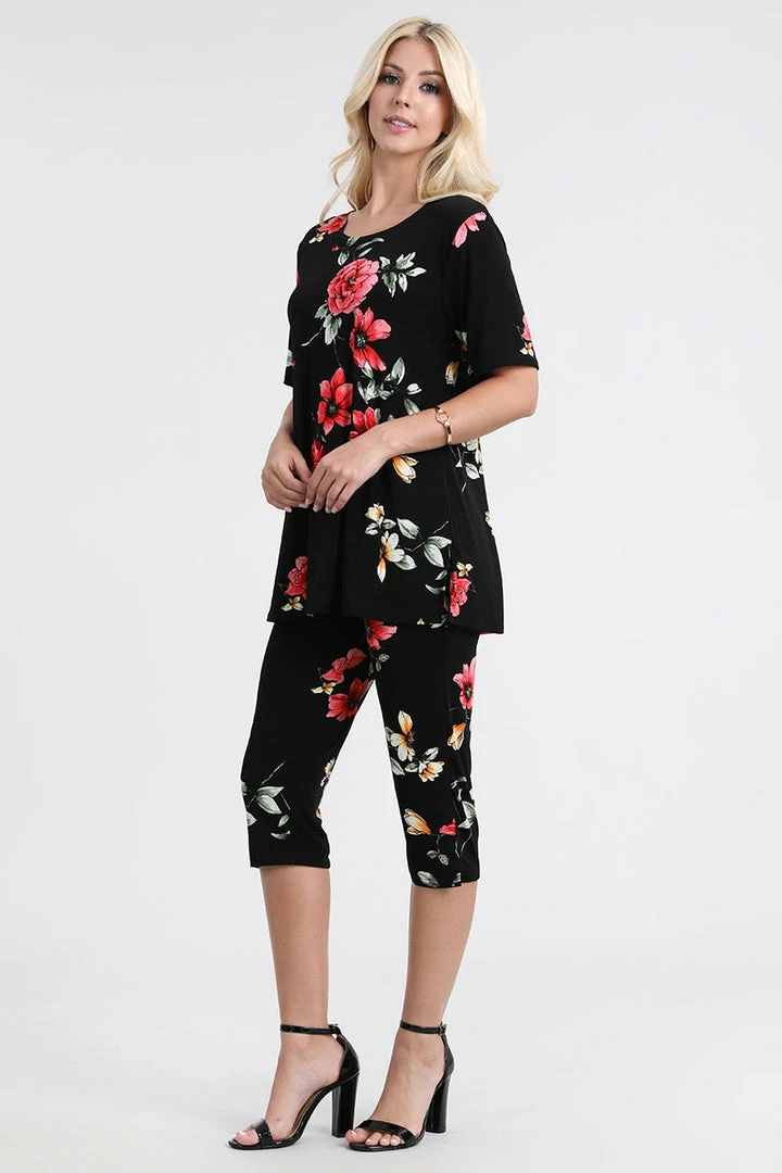 Jostar Women's Stretchy Capri Pant Set Short Sleeve Print-903BN-SRP1-W215 Pants
