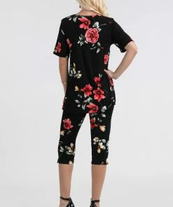 Jostar Women's Stretchy Capri Pant Set Short Sleeve Print-903BN-SRP1-W215 Pants