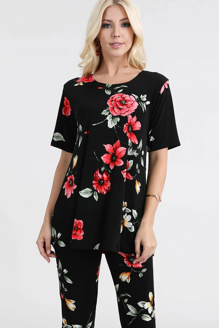 Jostar Women's Stretchy Capri Pant Set Short Sleeve Print-903BN-SRP1-W215 Pants