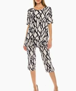 Jostar Women's Stretchy Capri Pant Set Short Sleeve Print-903BN-SRP1-W225