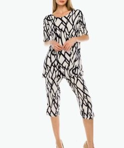 Jostar Women's Stretchy Capri Pant Set Short Sleeve Print-903BN-SRP1-W225