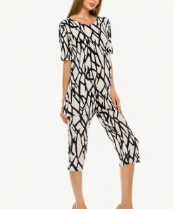 Jostar Women's Stretchy Capri Pant Set Short Sleeve Print-903BN-SRP1-W225