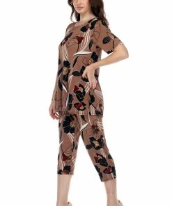 Jostar Women's Stretchy Capri Pant Set Short Sleeve Print-903BN-SRP1-W239