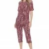 Jostar Women's Stretchy Capri Pant Set Short Sleeve Print-903BN-SRP1-W247 Pant Sets