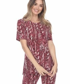 Jostar Women's Stretchy Capri Pant Set Short Sleeve Print-903BN-SRP1-W247 Pant Sets