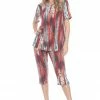 Pant Sets Jostar Women's Stretchy Capri Pant Set Short Sleeve Print-903BN-SRP1-W249