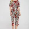 Jostar Women's Stretchy Capri Pant Set Short Sleeve Print-903BN-SRP1-W307 Pant Sets