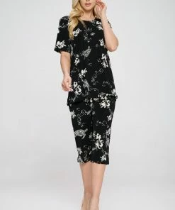 Jostar Women's Stretchy Capri Pant Set Short Sleeve Print-903BN-SRP1-W308