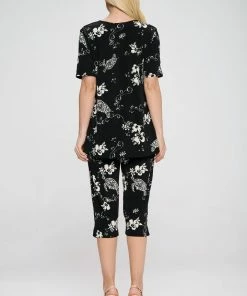 Jostar Women's Stretchy Capri Pant Set Short Sleeve Print-903BN-SRP1-W308