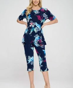 Jostar Women's Stretchy Capri Pant Set Short Sleeve Print-903BN-SRP1-W310