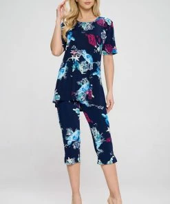Jostar Women's Stretchy Capri Pant Set Short Sleeve Print-903BN-SRP1-W310