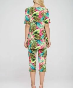 Pant Sets Jostar Women's Stretchy Capri Pant Set Short Sleeve Print-903BN-SRP1-W311