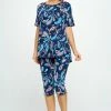 Jostar Stretchy Capri Pant Set Short Sleeve Print-903BN-SRP1-W323