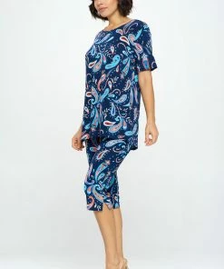 Jostar Stretchy Capri Pant Set Short Sleeve Print-903BN-SRP1-W323