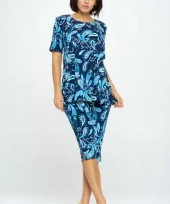 Jostar Stretchy Capri Pant Set Short Sleeve Print-903BN-SRP1-W323