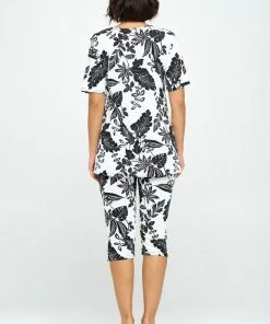 Jostar Stretchy Capri Pant Set Short Sleeve Print-903BN-SRP1-W324
