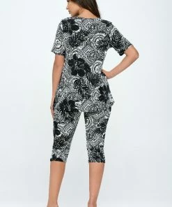 Jostar Tropical Print Capri Pant Set Short Sleeve -903BN-SRP1-W325