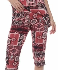 Jostar Women's Stretchy Capri Pant Set Short Sleeve Print-903BN-SRP1-W166 Pant Sets
