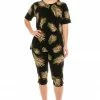 Jostar Leaves Print Capri Pant Set Short Sleeve-903BN-SRP1-W002