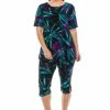 Pant Sets Jostar Women's Stretchy Capri Pants Set Short Sleeve Plus Print, 903BN-SXP-W101