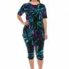 Jostar Women's Stretchy Capri Pant Set Short Sleeve Print-903BN-SRP1-W101 Pants