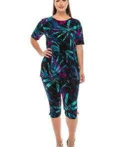 Jostar Women's Stretchy Capri Pant Set Short Sleeve Print-903BN-SRP1-W101 Pants