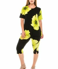 Jostar Floral Capri Pant Set Short Sleeve Print-903BN-SRP1-W113