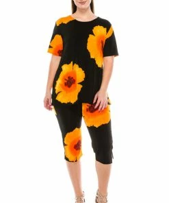 Jostar Floral Capri Pant Set Short Sleeve Print-903BN-SRP1-W113