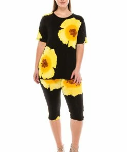 Jostar Floral Capri Pant Set Short Sleeve Print-903BN-SRP1-W113