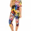 Jostar Women's Stretchy Capri Pants Set Short Sleeve Plus Print, 903BN-SXP-W169