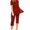 Pants Jostar Women's Stretchy Capri Pant Set Short Sleeve Print-903BN-SRP1-W173